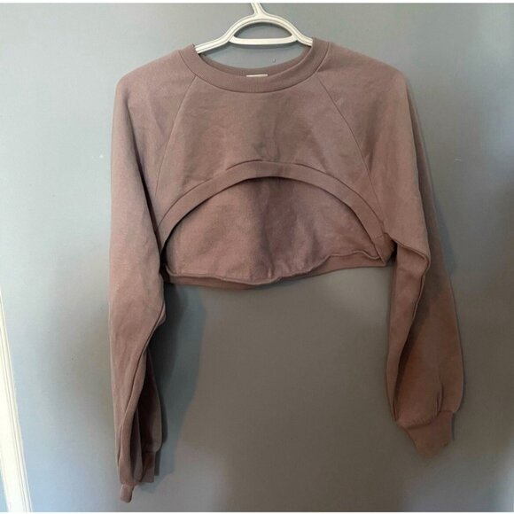 H&M Mauve Cropped Long Sleeve Sweater Size XS – Light Purple Knit Pullover - Picture 1 of 3